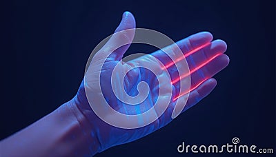 Haptic feedback interaction demonstrating abstract hand representation Stock Photo