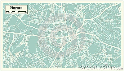 Harare Zimbabwe City Map in Retro Style. Outline Map. Stock Photo