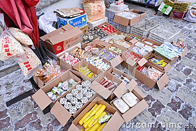 The style of selling icecream on the street in the winter. Harbin City, Heilongjiang Province, China Editorial Stock Photo