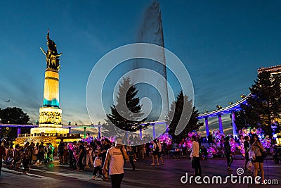 Harbin stalin park fountain evening people monument Editorial Stock Photo