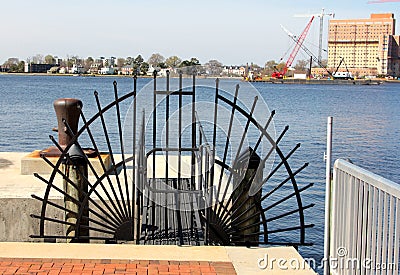 Harbor Access Point Entrance Gate, Downtown Norfolk Virginia Stock Photo