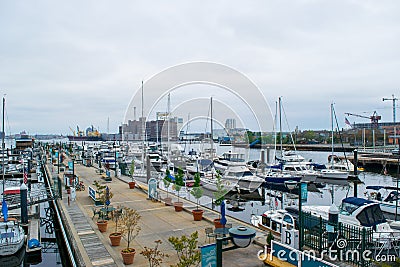 Harbor Area in Fells Point in Baltimore, Maryland Editorial Stock Photo