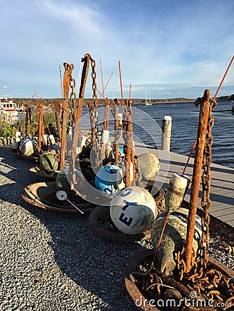 Harbor buoys, Essex Connecticut Stock Photo