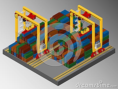 Harbor container gantry crane. Vector Illustration