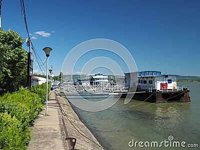Drobeta Turnu Severin harbor on Danube river Stock Photo