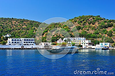 Harbor in a Greek town Stock Photo
