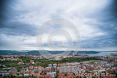 Harbor landscape and clouds Stock Photo