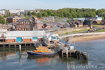 Harbor Newcastle with life-boat station Editorial Stock Photo