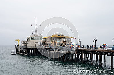 Harbor Office and Marisol restaurant at the Santa Monica pier Editorial Stock Photo