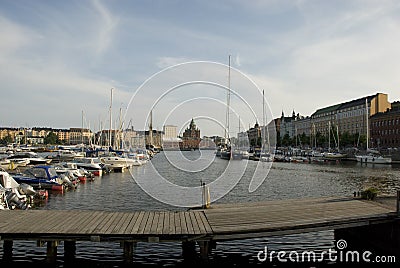 Harbor with sailing boats and Uspensky Cathedral in the back, Helsinki - Finland Editorial Stock Photo