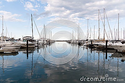 Harbor with yachts standing in it, Lake Michigan, Chicago, Illinois, USA Stock Photo