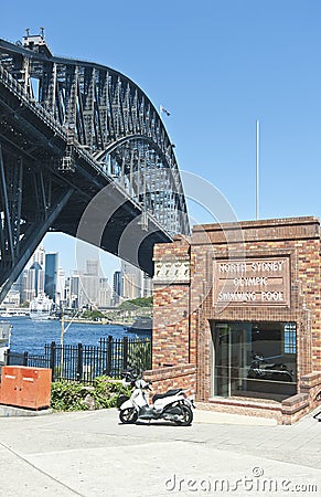 Harbour bridge and pool entrance Editorial Stock Photo