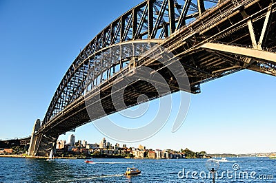 Harbour Bridge under blue sky Stock Photo