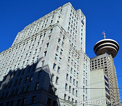 Harbour Centre, located on West Hastings Street Editorial Stock Photo