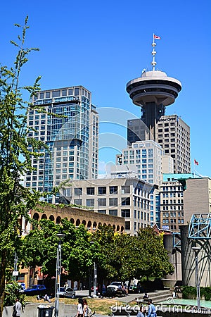 Harbour Centre, located on West Hastings Street was opened in 1997. Editorial Stock Photo