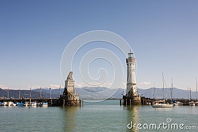 Harbour entrance of Lindau Stock Photo