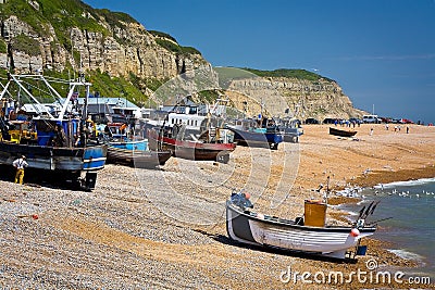 Harbour in Hastings, UK. Stock Photo