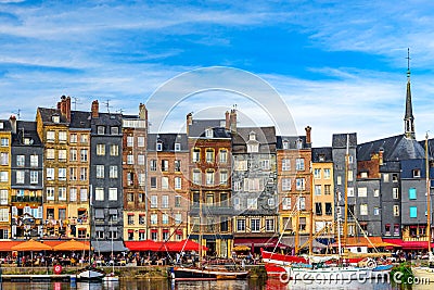 The harbour of Honfleur, Normandy, France with yachts Stock Photo