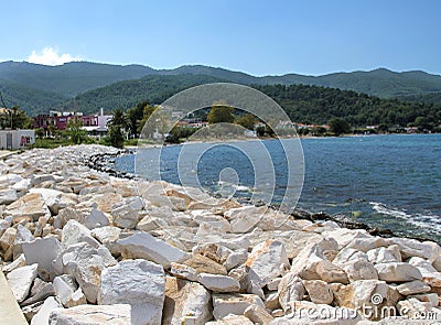 Harbour Limenas, Thassos, Greece Editorial Stock Photo