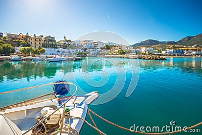 Harbour in Makri Gialos village in southern Crete. Stock Photo