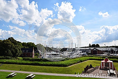 Harbour next to Muiderslot, Muiden Castle in Holland, the Netherlands Editorial Stock Photo