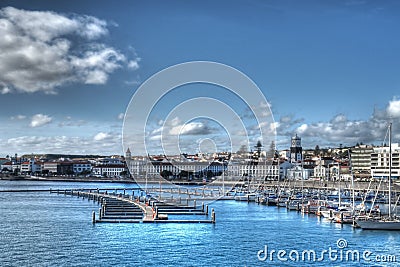 Harbour at Ponta Delgada, Azores Stock Photo