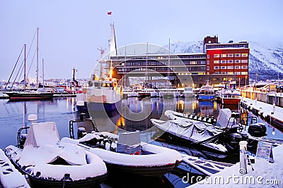 The harbour of Tromso considered the northernmost city in the world Editorial Stock Photo