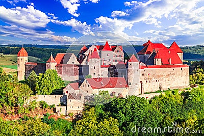 Harburg Castle, Swabia. Beautiful medieval landscape in historical Bavaria, Germany Stock Photo