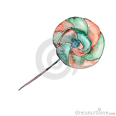 Hard candy lollipop. Watercolor sweets for background illustration set. Isolated dessert food illustration element. Cartoon Illustration