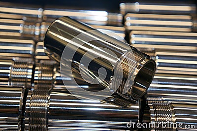 Hard Chrome Plating of shaft metal Stock Photo