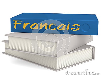 Hard cover books with Francais word Stock Photo