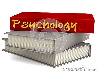 Hard cover red books with Psychology word Stock Photo