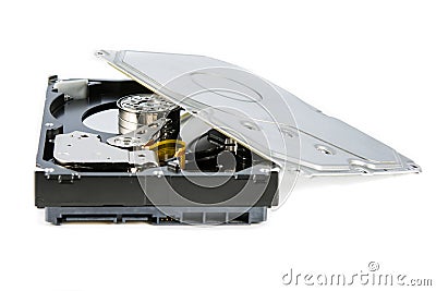 Hard disk drive (HDD) dismantle isolated Stock Photo