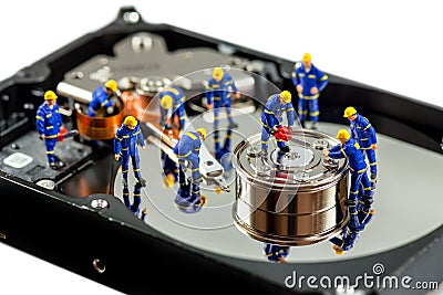 Hard disk repair concept. Macro photo Stock Photo