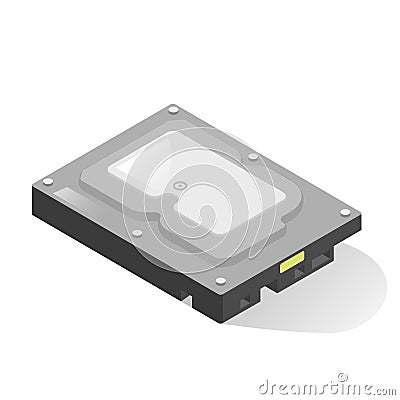 Hard drive, fixed disk or HDD for computer. Winchester realistic icon. Data storage device. Vector Illustration