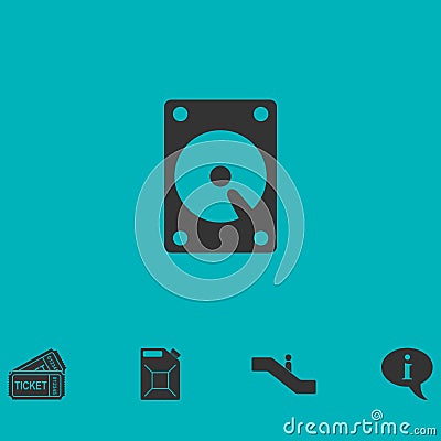 Hard drive icon flat Vector Illustration