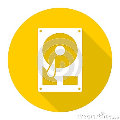 Hard drive icon with long shadow Vector Illustration