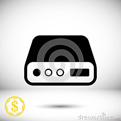 Hard drive icon stock vector illustration flat design Vector Illustration