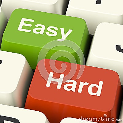 Hard Easy Computer Keys Showing The Choice Of Difficult Or Simple Way Stock Photo