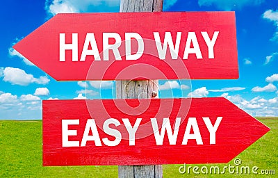 Hard and Easy way Stock Photo