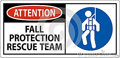Hard Hat Decals, Attention Fall Protection Rescue Team Vector Illustration