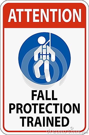 Hard Hat Decals, Attention Fall Protection Trained Vector Illustration