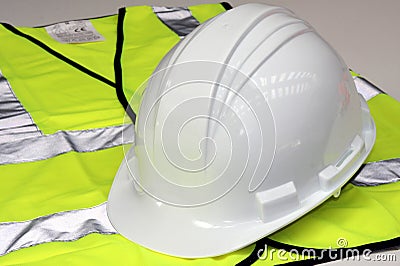 Hard Hat and Hi Vis Vest Stock Photo