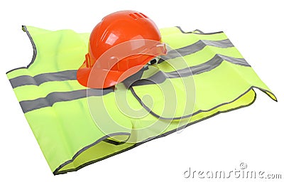 Hard hat and vest Stock Photo