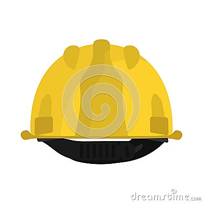 Hard hat yellow back view vector icon. Construction helmet engineer equipment. Safety worker builder plastic cap Vector Illustration