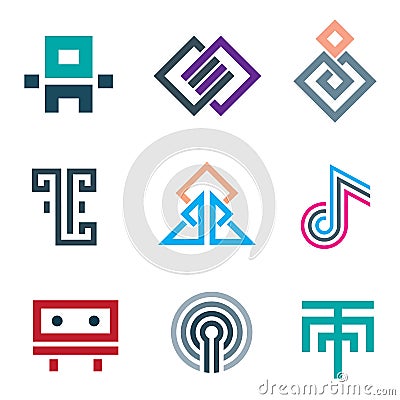 Hard lines simple pixel pictogram computer icon set Stock Photo