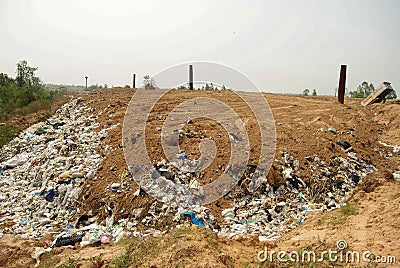 Hard plastic garbage decomposition. Pollution from the consumer society. Stock Photo