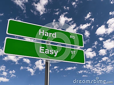 Hard Road Easy Street Sign Stock Photo