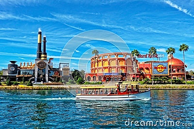 The Hard Rock Cafe and Chocolate Emporium Restaurant at Universal Studio Resort in Orlando, Florida Editorial Stock Photo