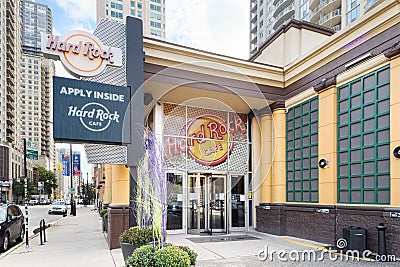 The Hard Rock Cafe in in downtown Chicago, IL. Editorial Stock Photo